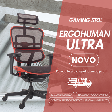 Prišel je najbolj napreden gaming stol Ergohuman ULTRA