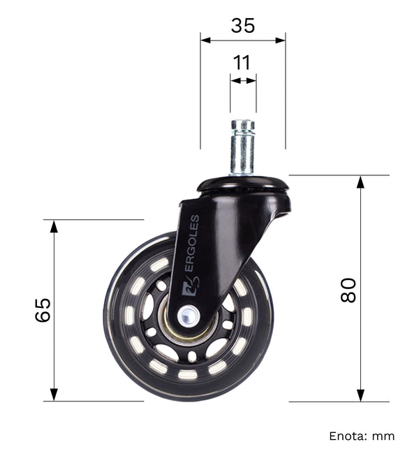 Set gumenih kotačića Roller - Veličina 65